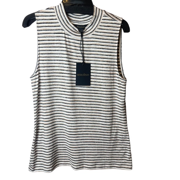 Goldray Tops - Goldray Striped Sleeveless Knit Top - Large